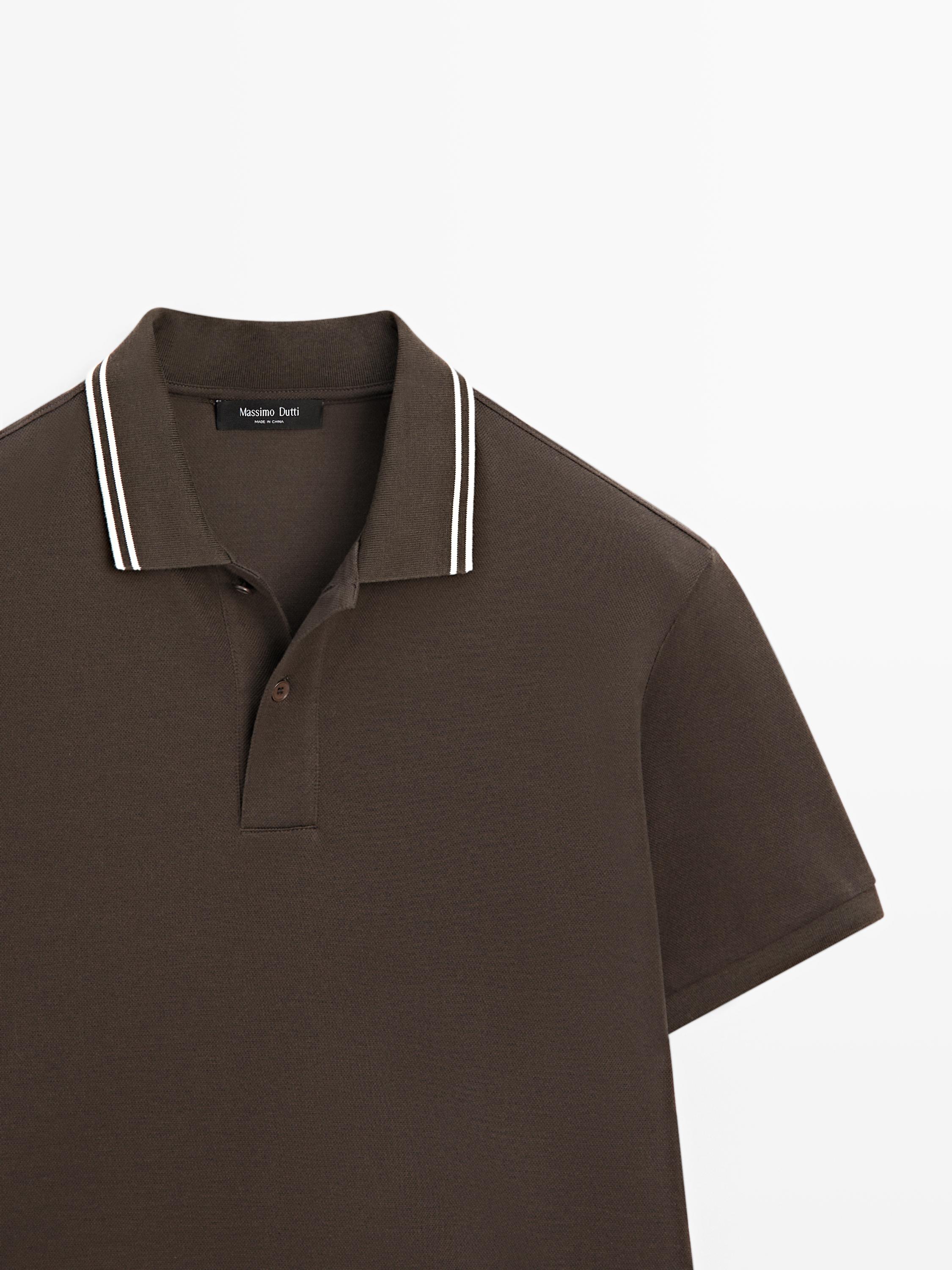 Short sleeve polo shirt with contrast detail